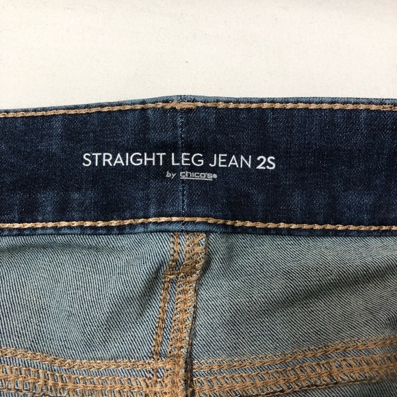 Chico’s Cotton Blend Midrise Straight-Leg Dark Blue Jeans 2 Short (12) - Picture 7 of 16